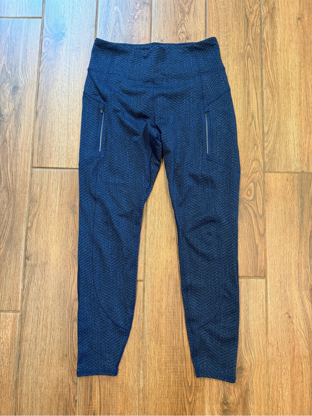 Athleta Women’s Rainier Textured Tight Blue Leggings Pockets Size S